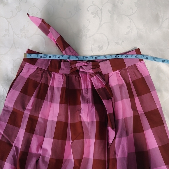 J. Crew Gingham Midi Skirt Pink Tie Back Size - Picture 9 of 10